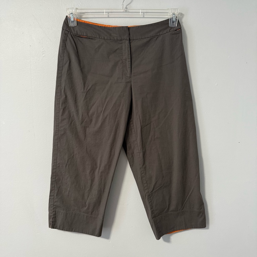 Eileen Fisher Gray Cotton Stretch Twill Capri‎ Pant M Loose Straight Fit